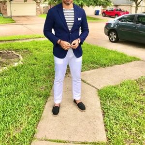 SUITSUPPLY Navy Silk Havana Jacket. US 42R/ EU52R.